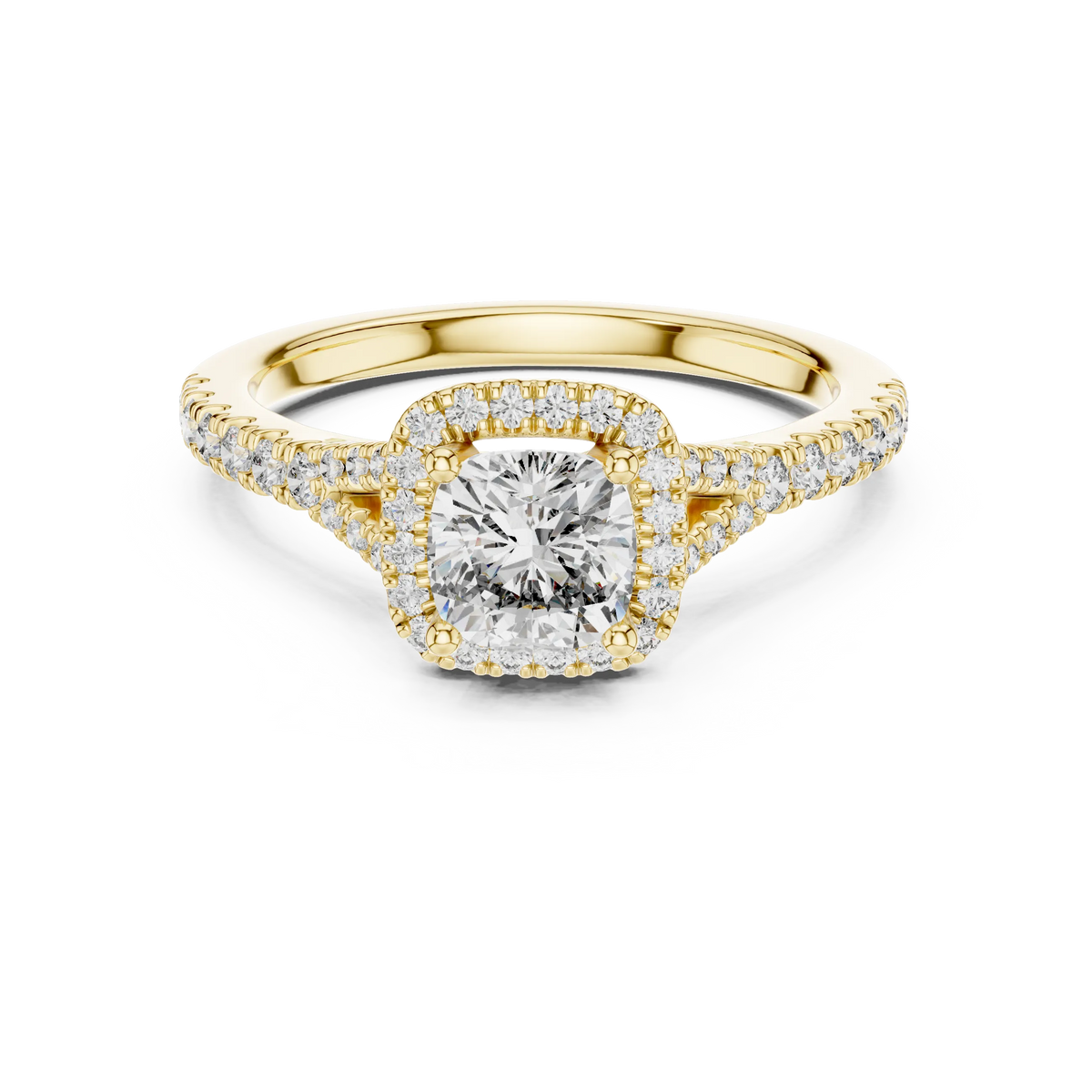 Cushion Halo Split-Shank Engagement Ring
