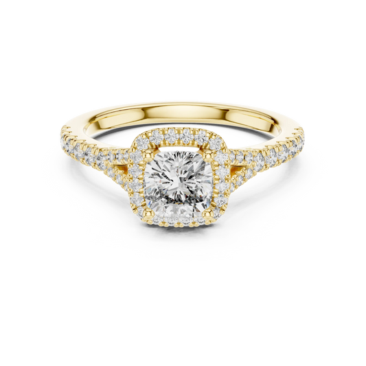 Cushion Halo Split-Shank Engagement Ring