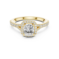 Cushion Halo Split-Shank Engagement Ring