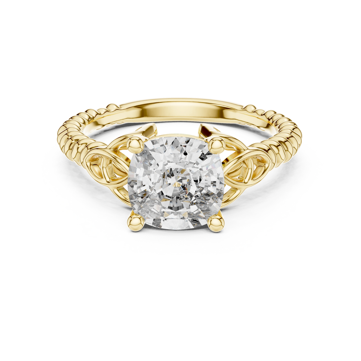 Braided Celtic Cushion Engagement Ring