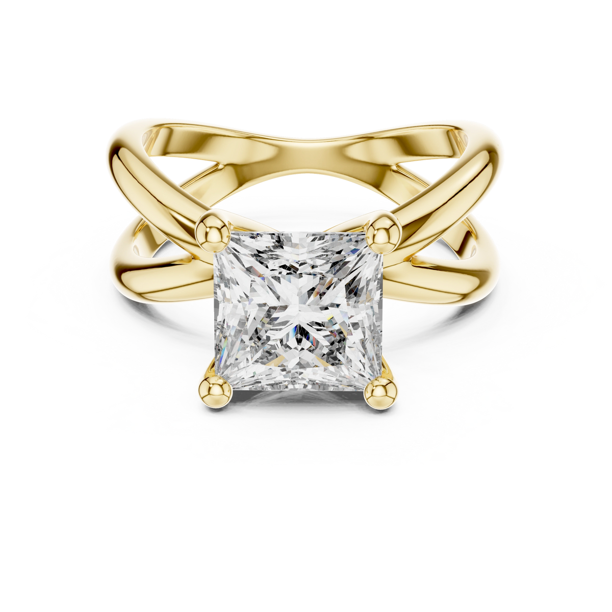 Princess Cut Criss-Cross Solitaire Ring