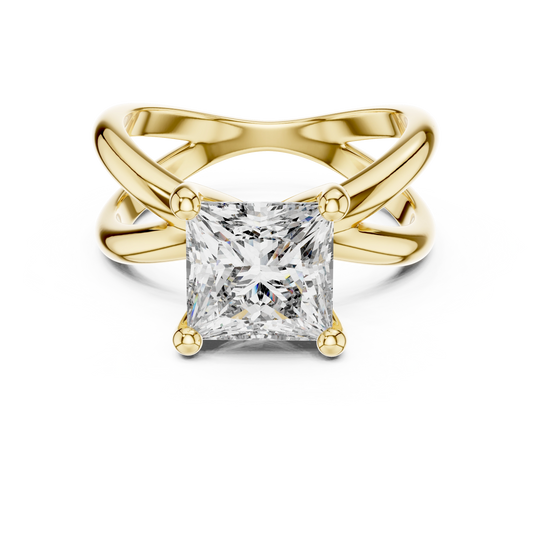 Princess Cut Criss-Cross Solitaire Ring