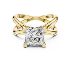 Princess Cut Criss-Cross Solitaire Ring