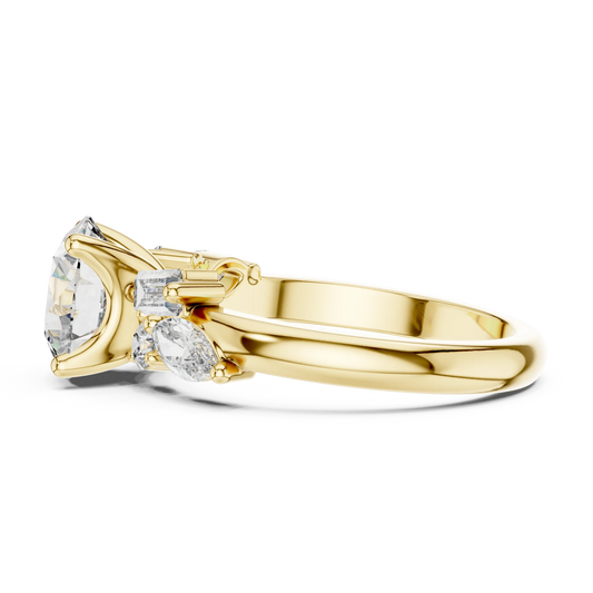 Mixed-Cut Cluster Round Engagement Ring