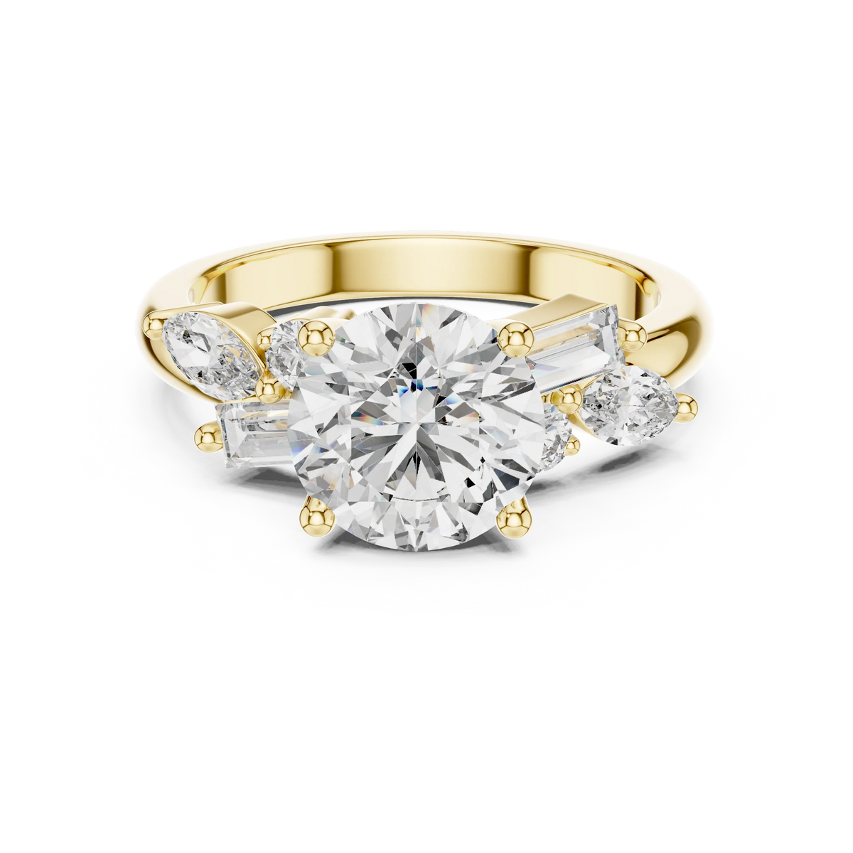 Mixed-Cut Cluster Round Engagement Ring