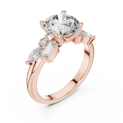 Mixed-Cut Cluster Round Engagement Ring