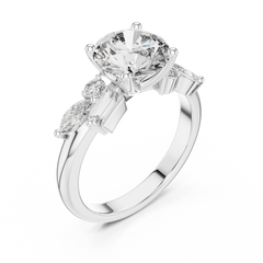 Mixed-Cut Cluster Round Engagement Ring