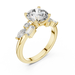 Mixed-Cut Cluster Round Engagement Ring