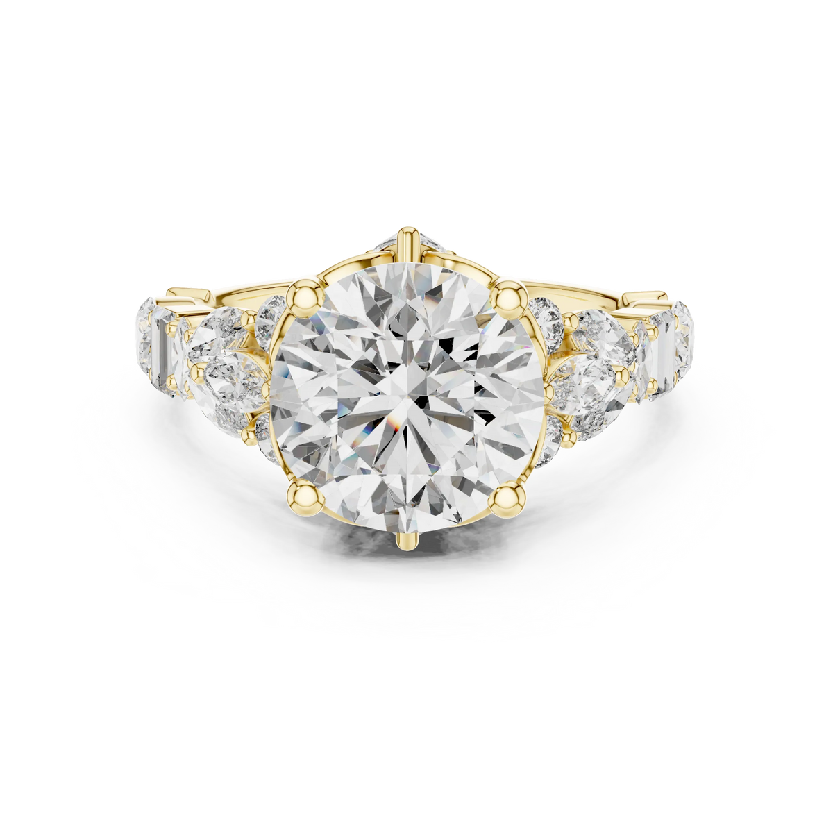 Round Brilliant Multi-Shape Accented Ring