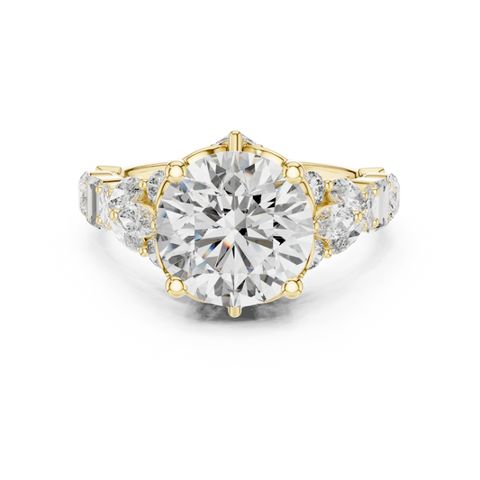 Round Brilliant Multi-Shape Accented Ring