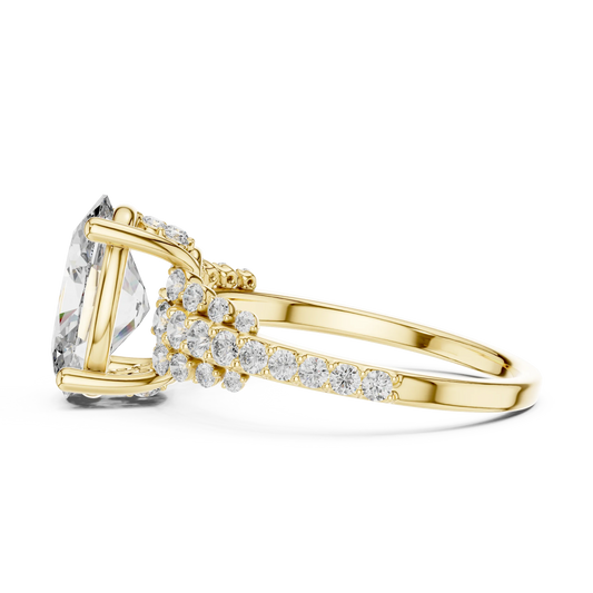 Oval Multi-Row Scalloped Engagement Ring