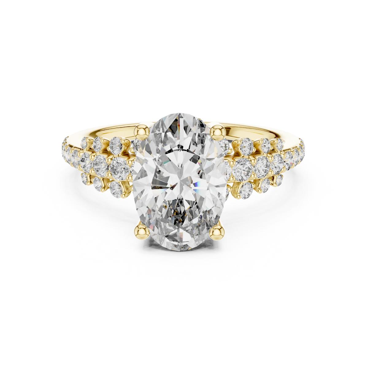 Oval Multi-Row Scalloped Engagement Ring