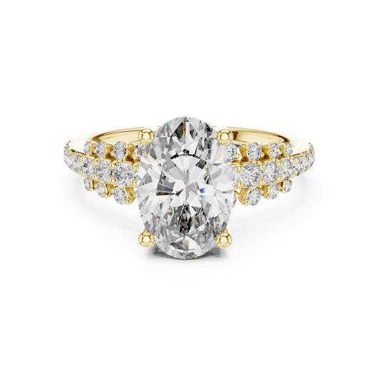 Oval Multi-Row Scalloped Engagement Ring