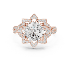 Round Classic Halo Pave Engagement Ring