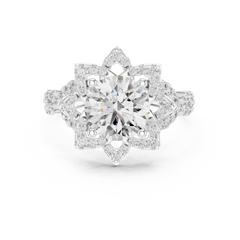 Round Classic Halo Pave Engagement Ring