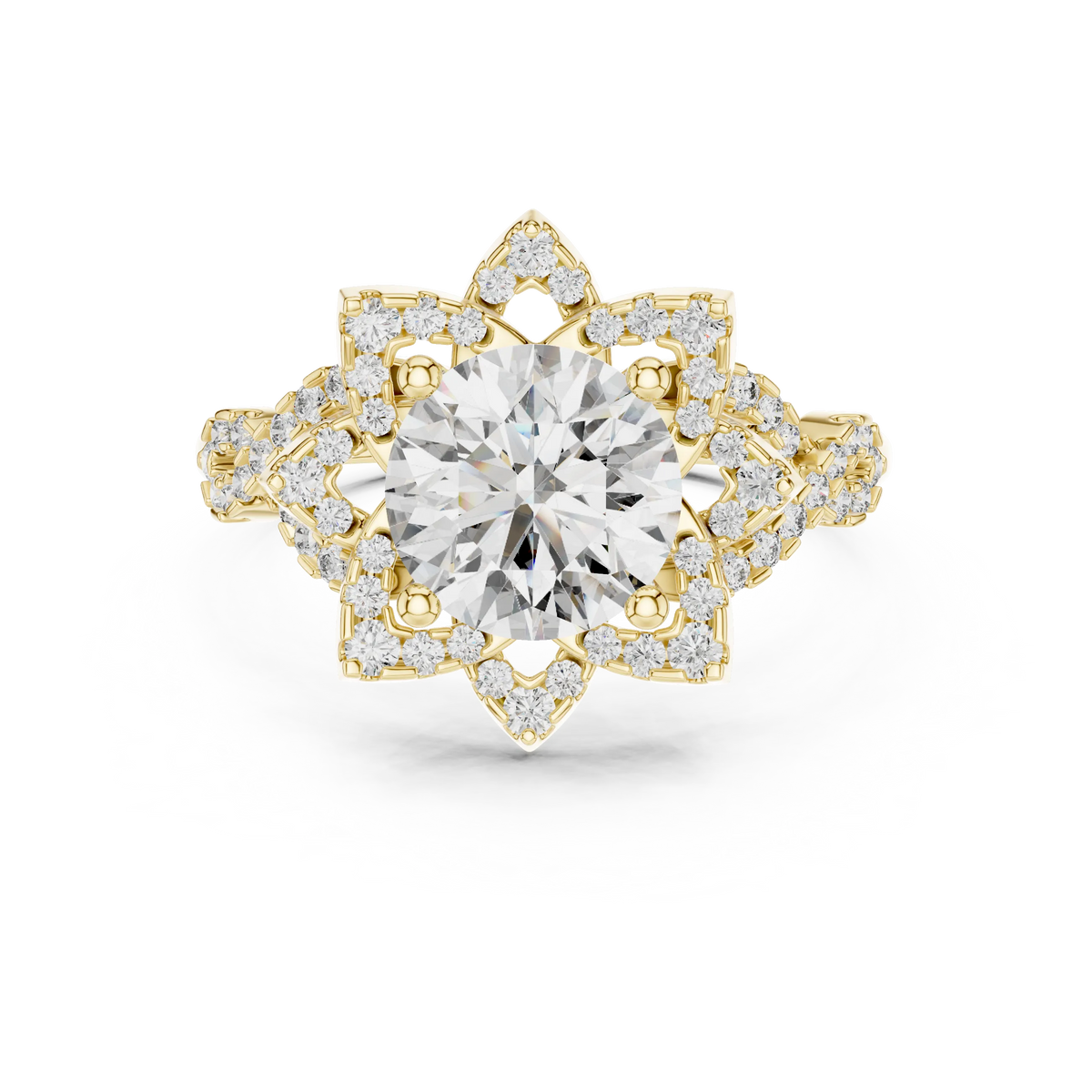 Round Classic Halo Pave Engagement Ring