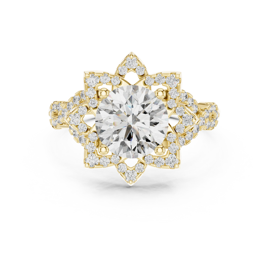 Round Classic Halo Pave Engagement Ring