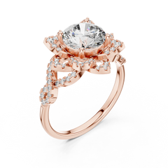 Round Classic Halo Pave Engagement Ring