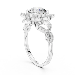 Round Classic Halo Pave Engagement Ring