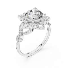 Round Classic Halo Pave Engagement Ring