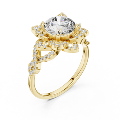 Round Classic Halo Pave Engagement Ring