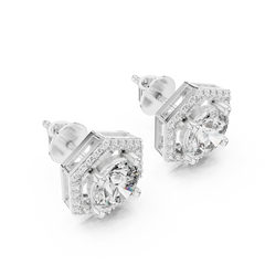 Aurevia HexaHalo Diamond Studs