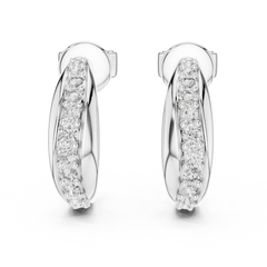 Aurevia Sculpted Dual-Rail Diamond J-Hoops