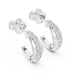 Aurevia Sculpted Dual-Rail Diamond J-Hoops