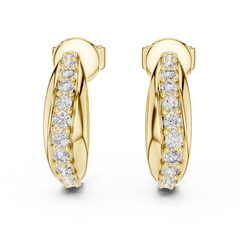 Aurevia Sculpted Dual-Rail Diamond J-Hoops