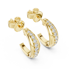 Aurevia Sculpted Dual-Rail Diamond J-Hoops