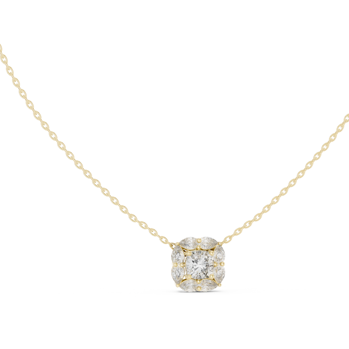 Aurevia Floral Halo Square Pendant