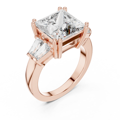 Aurevia Radiant Trillia Three-Stone Diamond Ring