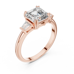 Aurevia Imperial Asscher Triad Diamond Ring