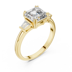 Aurevia Imperial Asscher Triad Diamond Ring