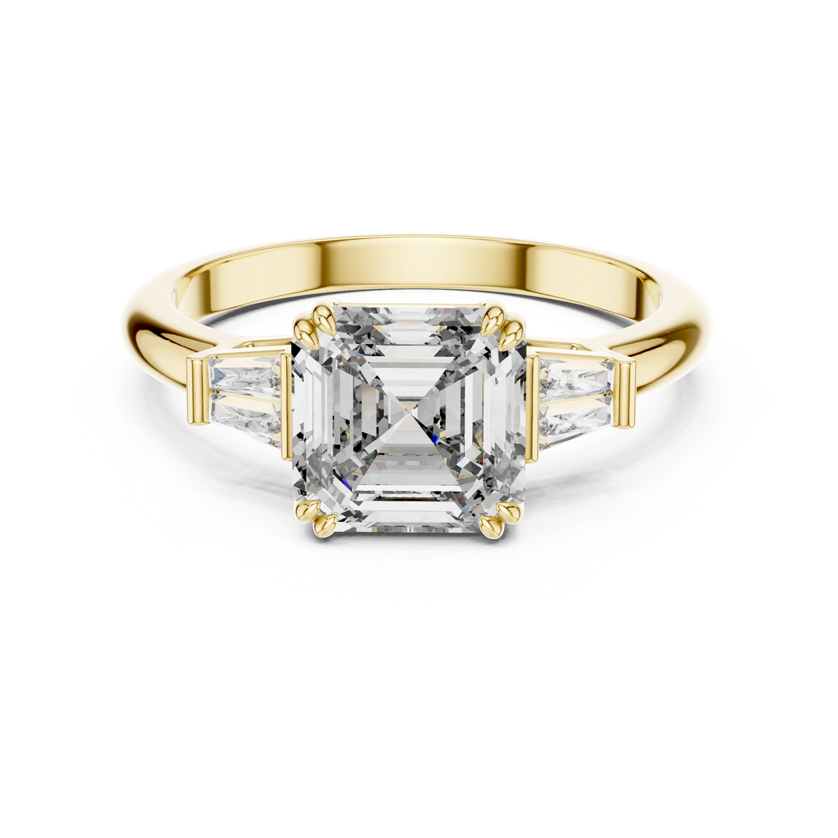 Aurevia Imperial Asscher Triad Diamond Ring