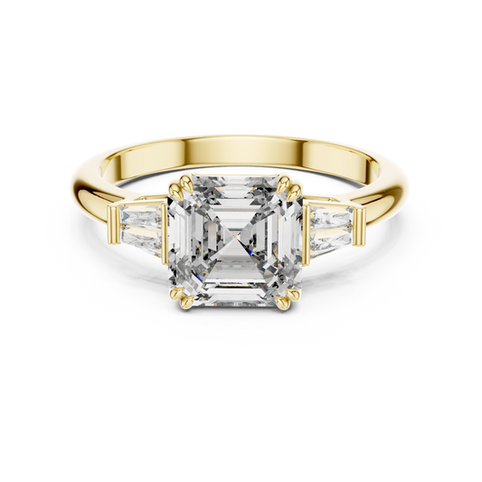 Aurevia Imperial Asscher Triad Diamond Ring