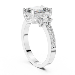 Aurevia Luxe Trinity Emerald Diamond Ring