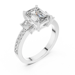 Aurevia Luxe Trinity Emerald Diamond Ring