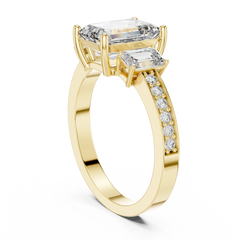 Aurevia Luxe Trinity Emerald Diamond Ring