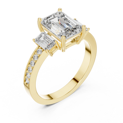 Aurevia Luxe Trinity Emerald Diamond Ring