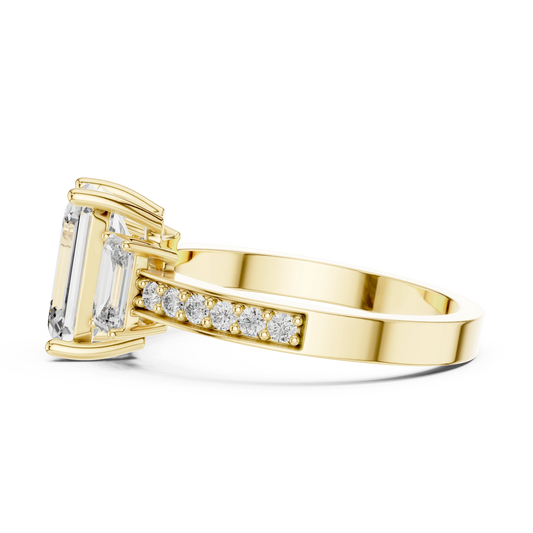 Aurevia Luxe Trinity Emerald Diamond Ring