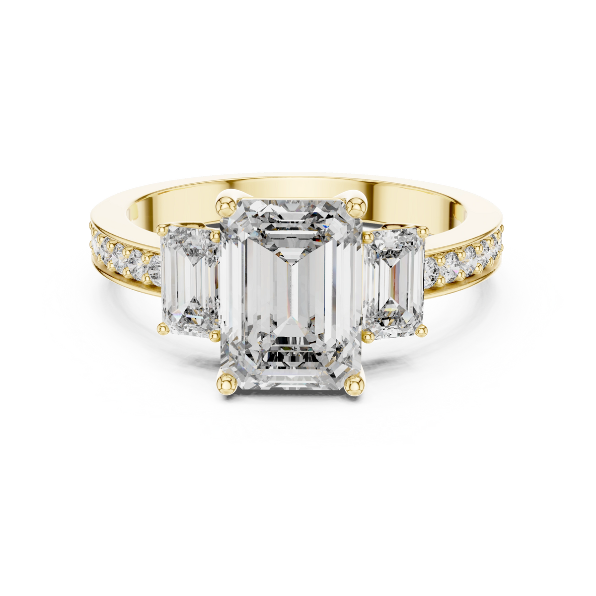 Aurevia Luxe Trinity Emerald Diamond Ring