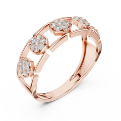 Hexagon Halo Link Ring