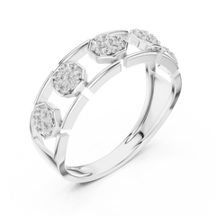 Hexagon Halo Link Ring