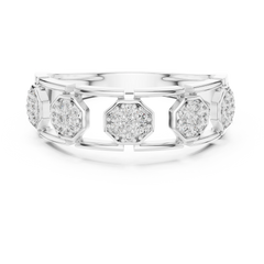 Hexagon Halo Link Ring