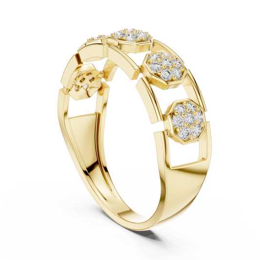 Hexagon Halo Link Ring