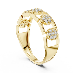 Hexagon Halo Link Ring