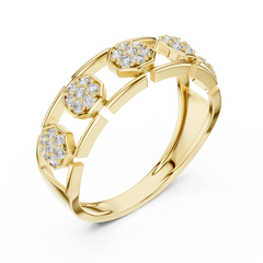 Hexagon Halo Link Ring