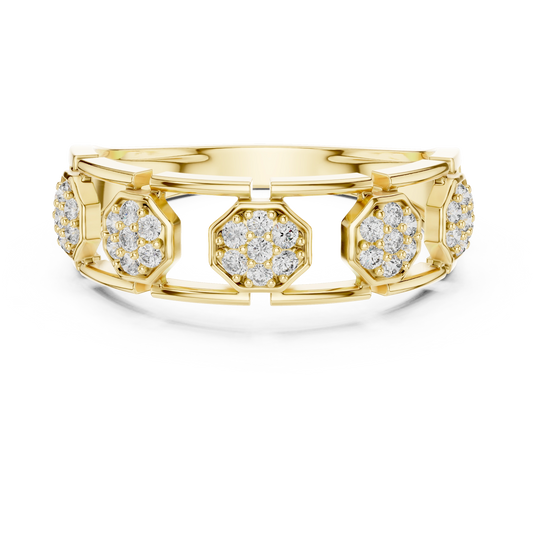 Hexagon Halo Link Ring