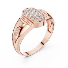 Ribbed Signet Oval Band
